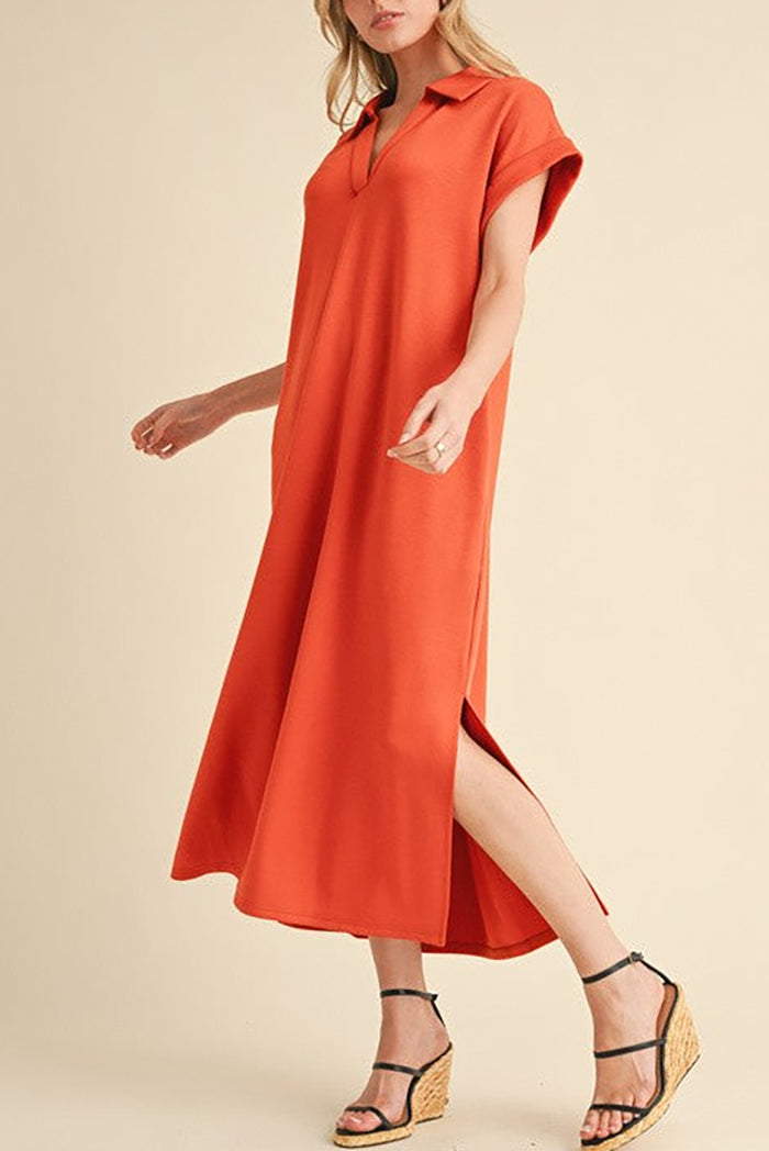 Short Sleeve Polo Maxi Dress