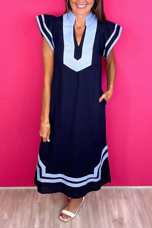 V-Neck Slit Midi Dress