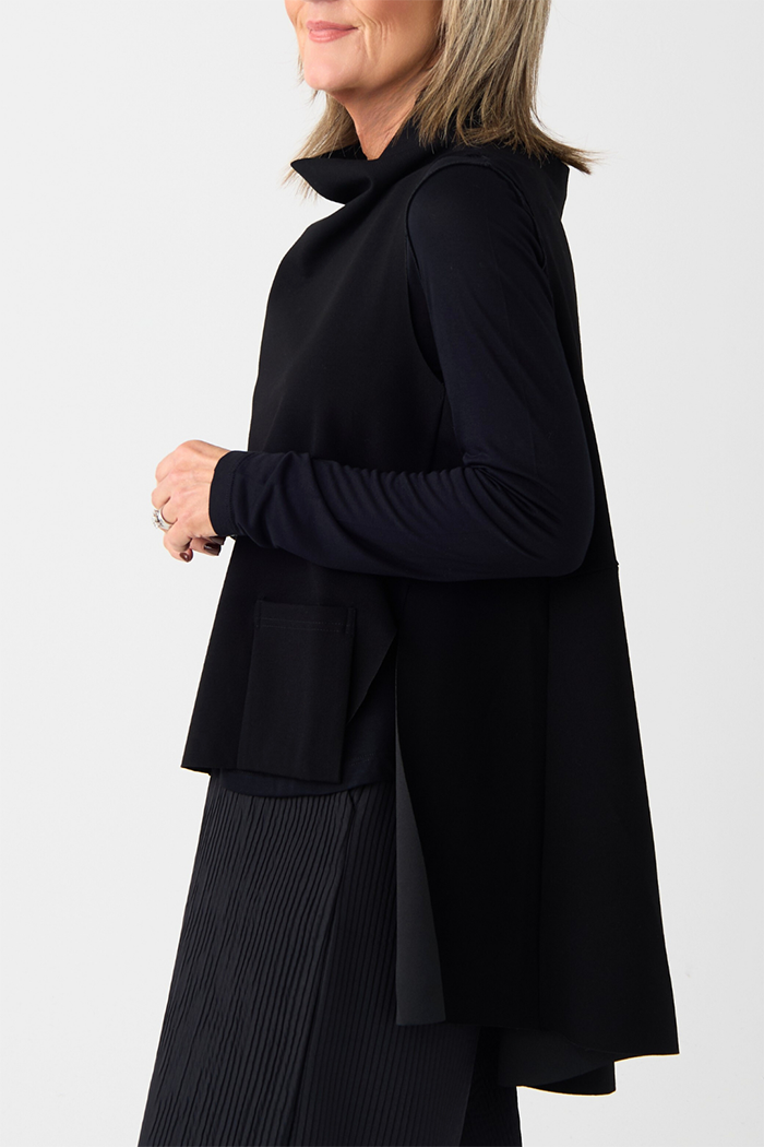 Casual Black Funnel Neck Slipover
