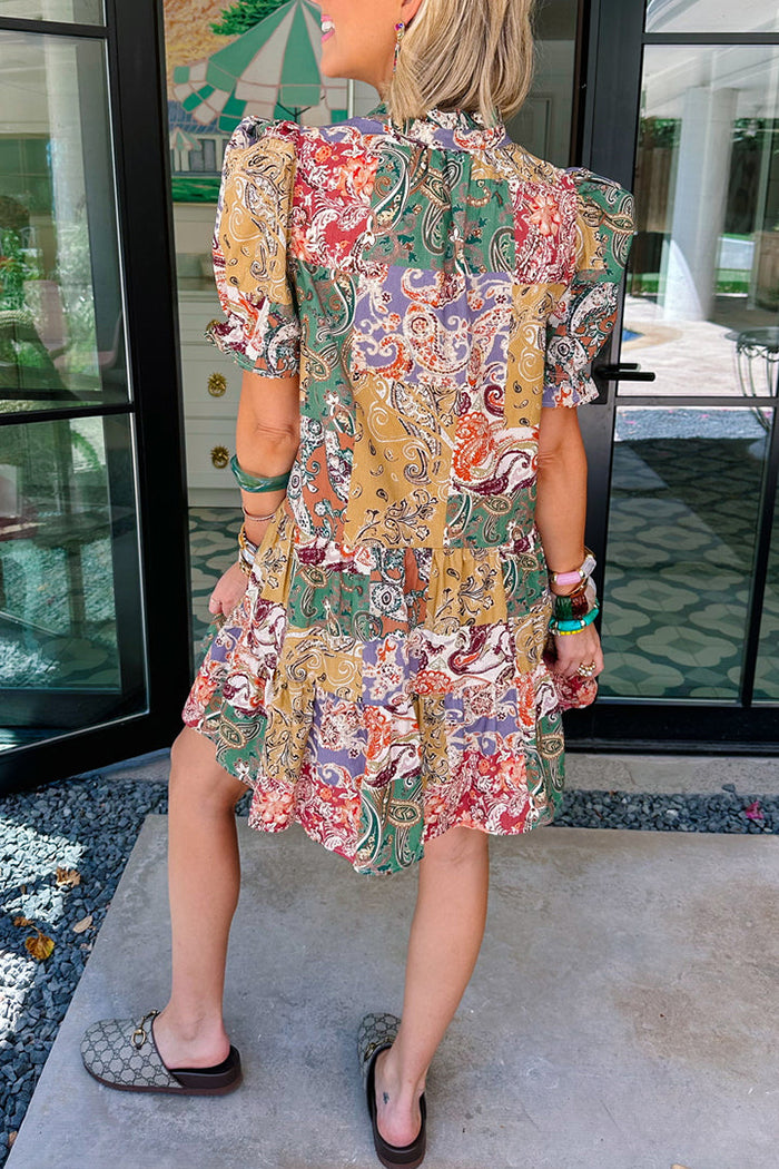 Puff SLeeve Bold Printed Dress