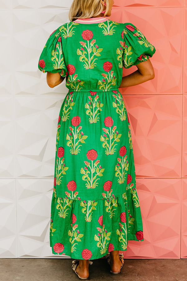 Puff Sleeve Floral Maxi Dress