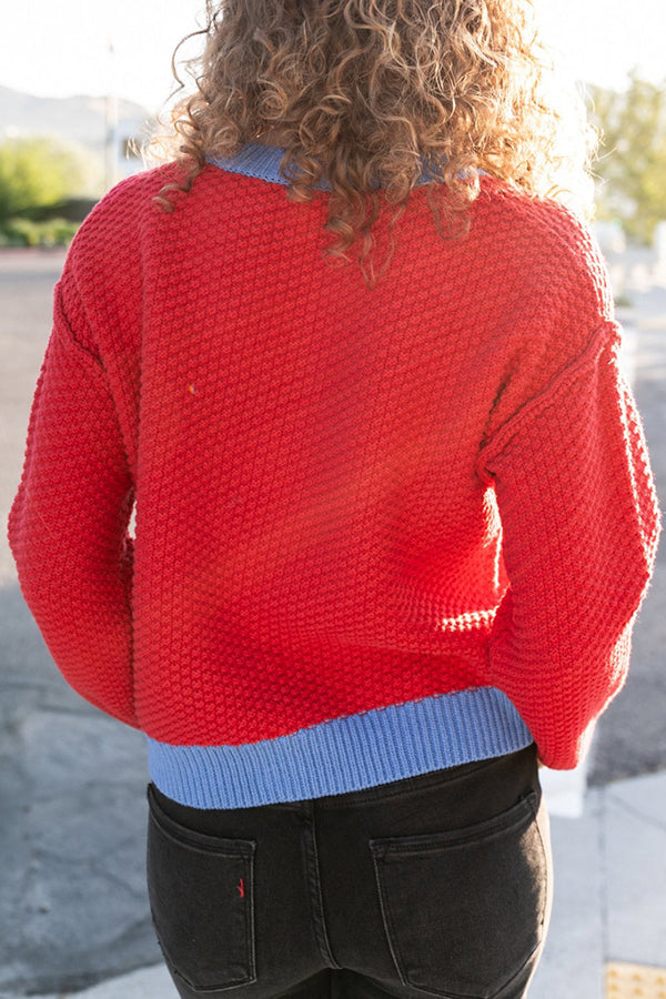 Casual Color Blocked Knitted Sweater