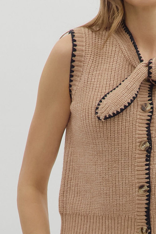 Front Knot Closure Knit Top