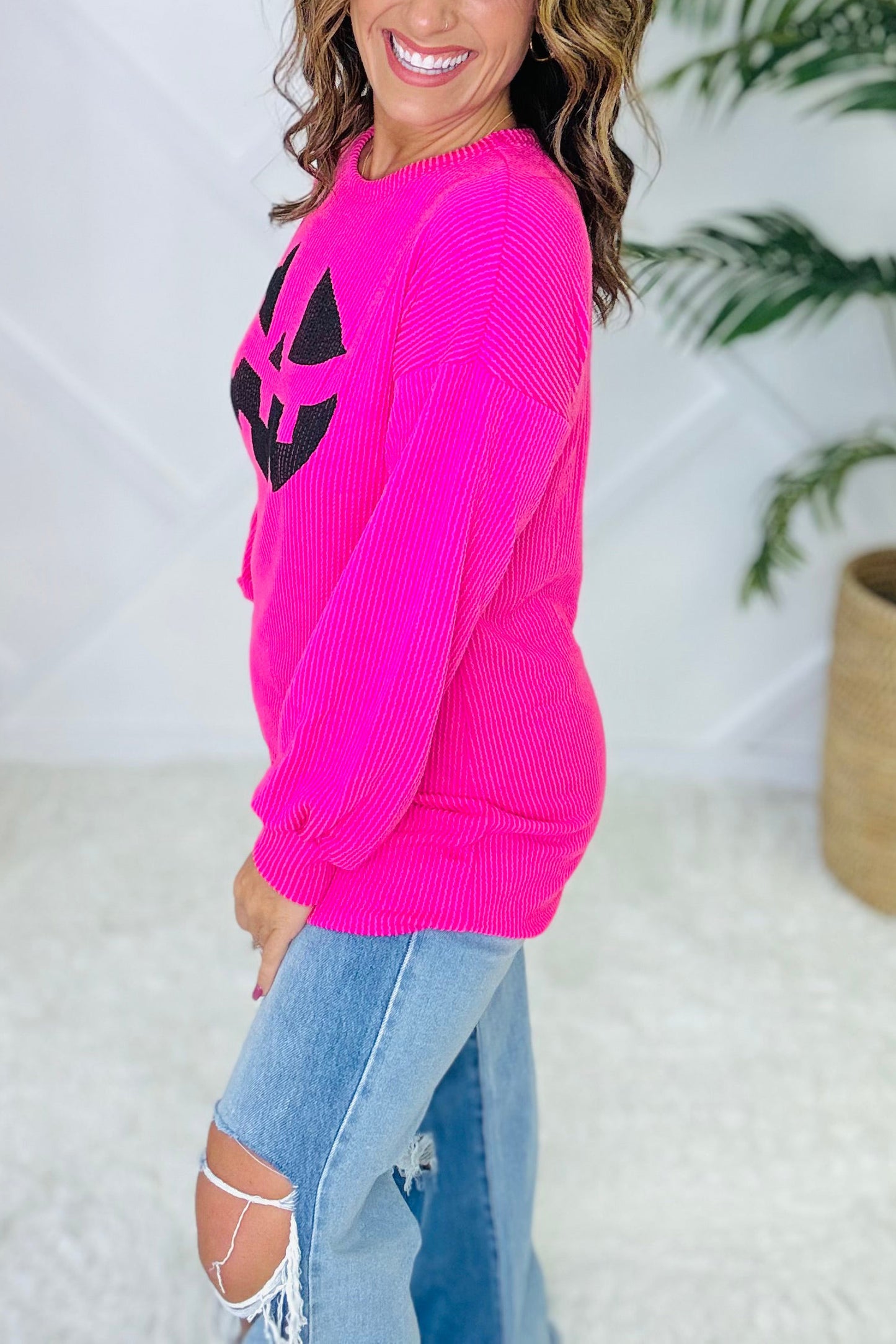 Jack-O’-Lantern Ribbed Knit Top