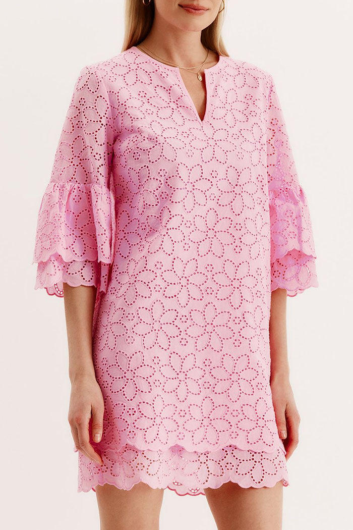 3/4 Sleeves Eyelet Dress