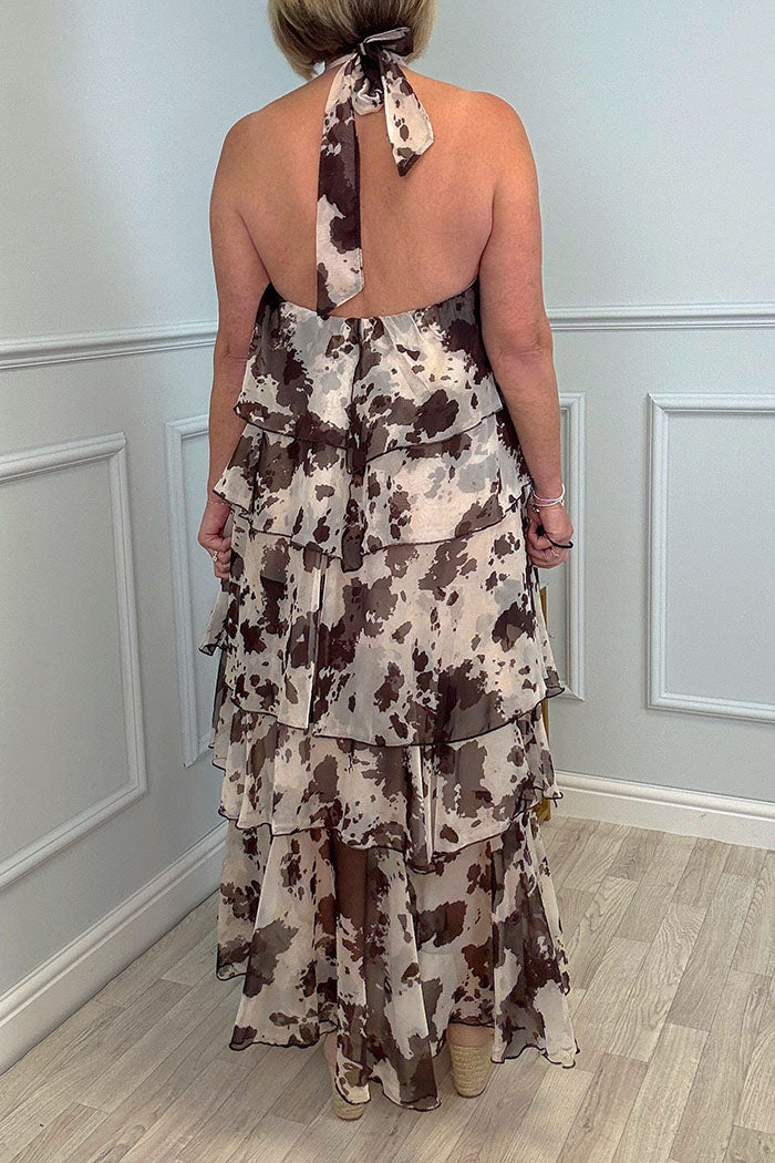 Cow Print Halter Neckline Dress