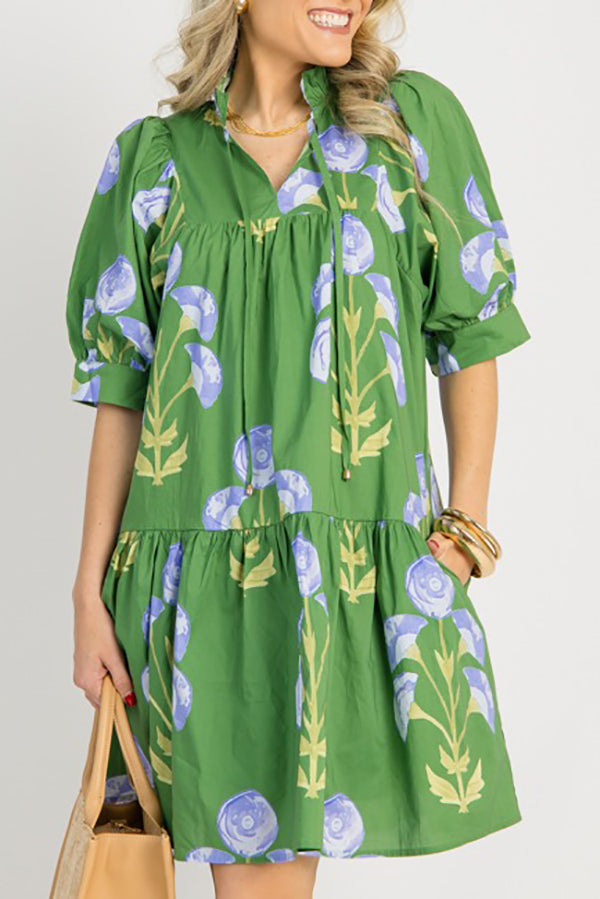 Puff Sleeve Floral Dress