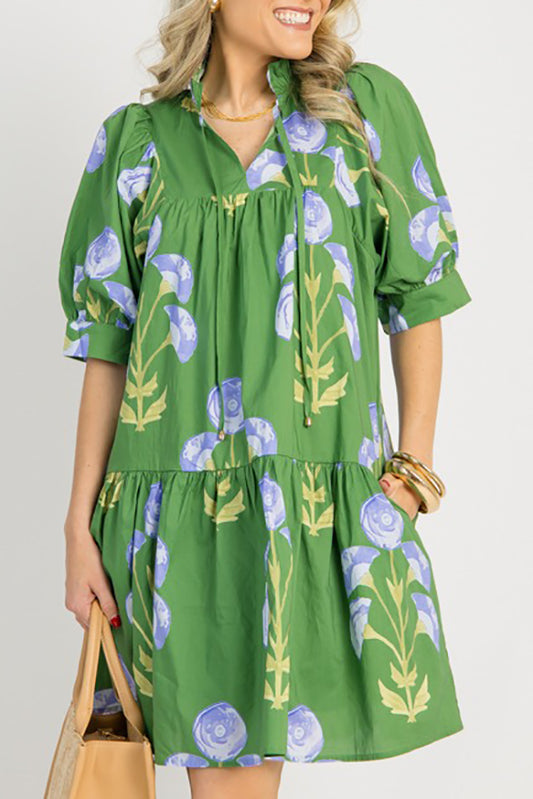 Puff Sleeve Floral Dress