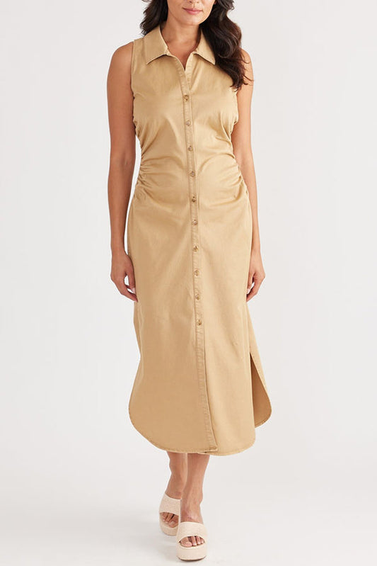 Solid Color Waist Crease Dress