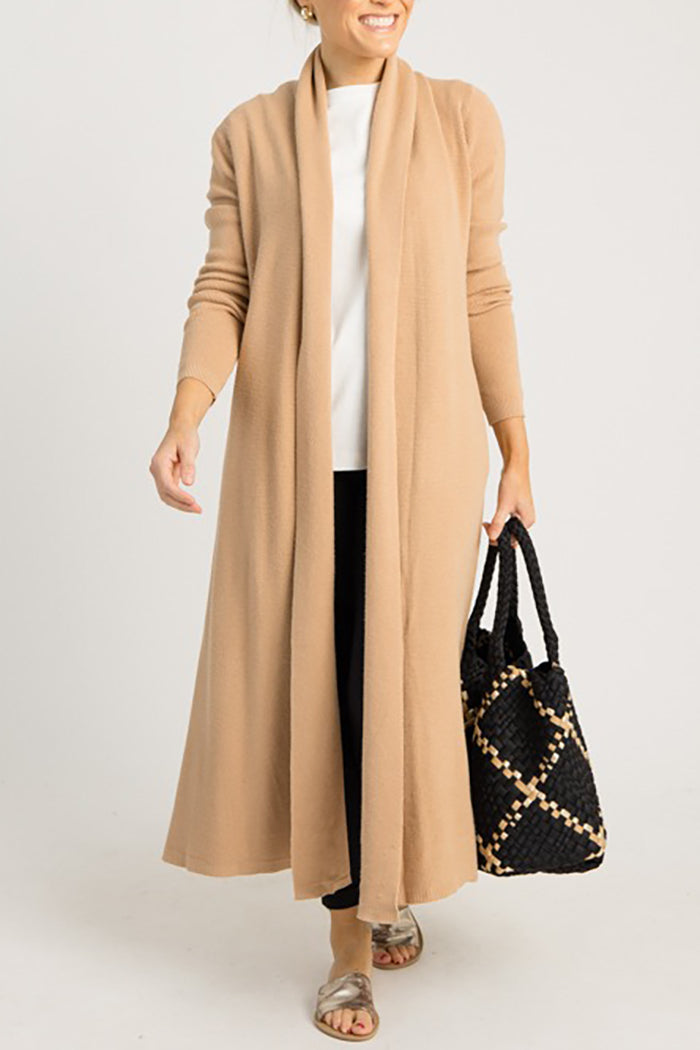 Waffle Knit Long Cardigan