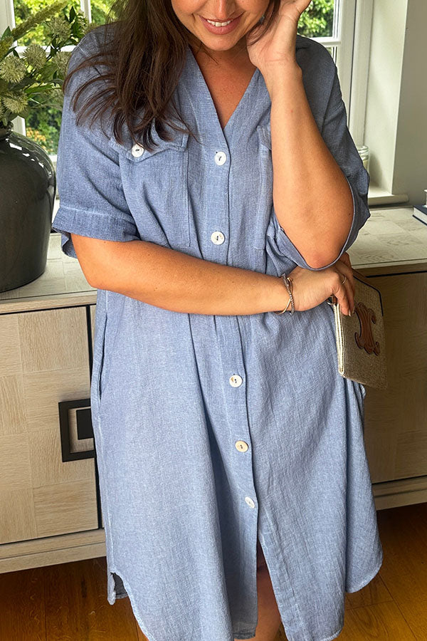 Casual Solid Color Pocket Dress