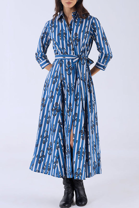 Stripes Floral Maxi Dress