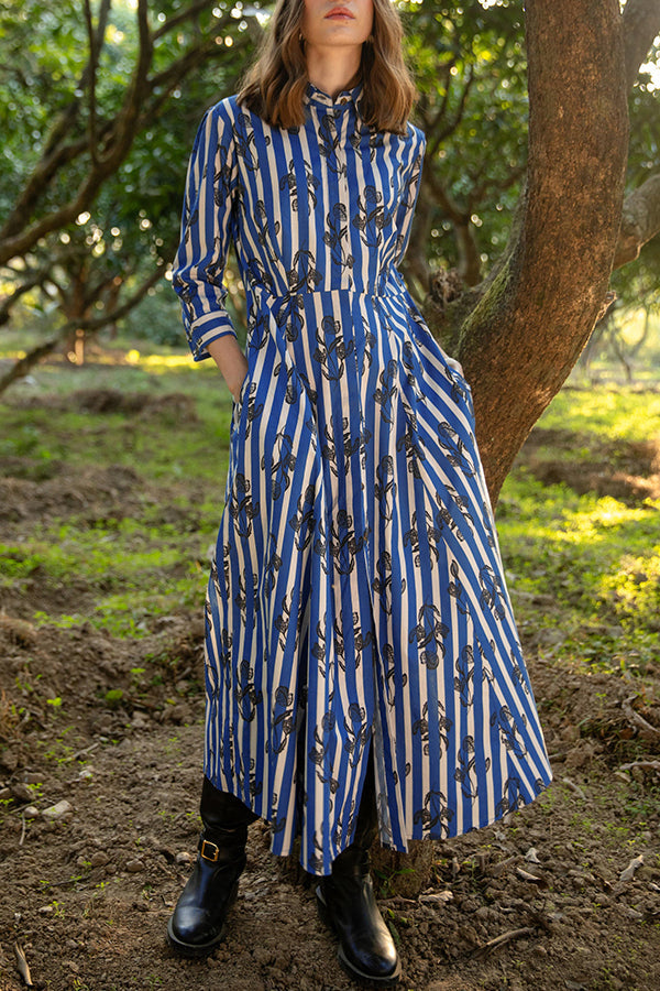 Stripes Floral Maxi Dress