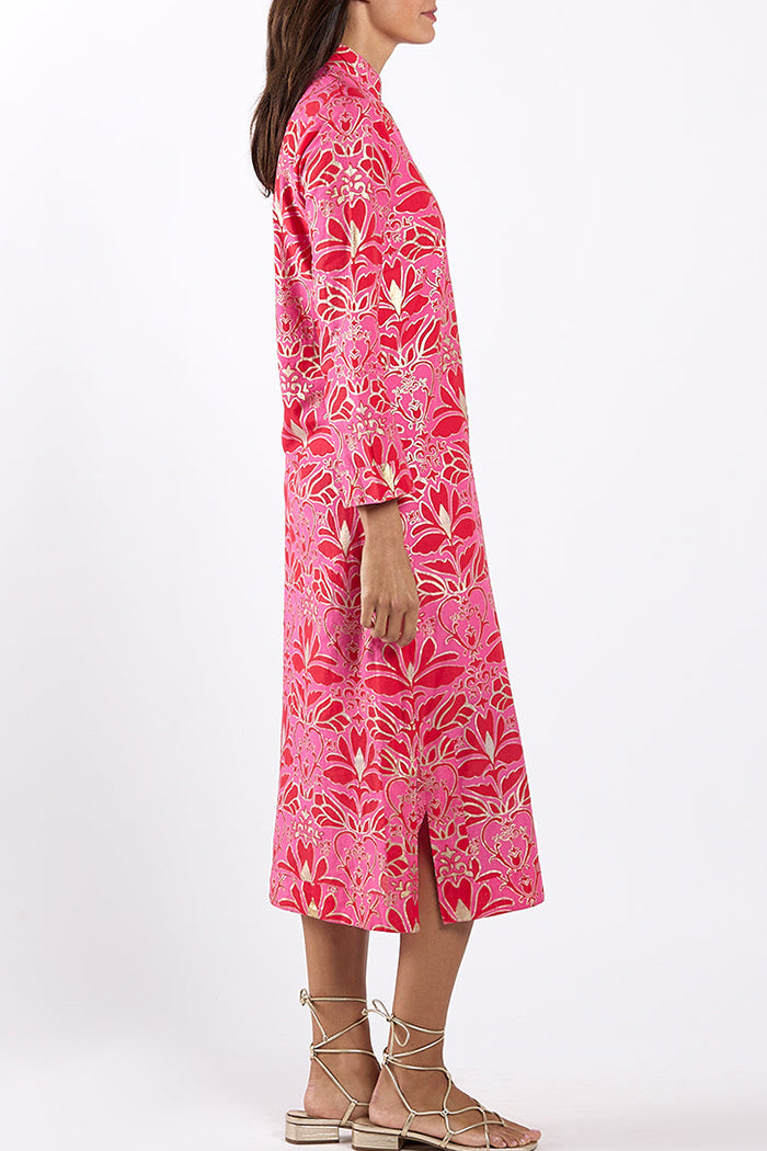 Side Slit Floral Three Quarter Sleeve Midi Dress