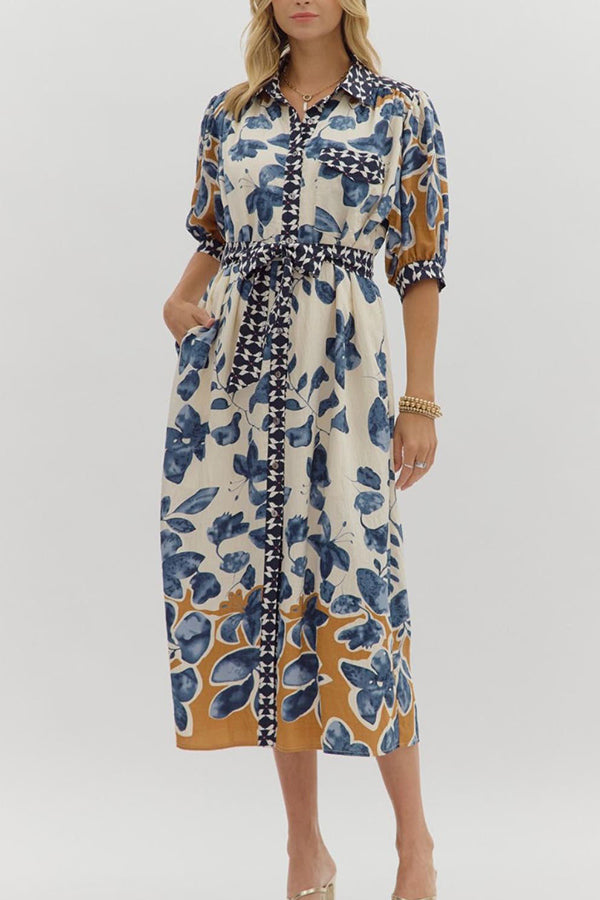 Casual Vine Pattern Dress