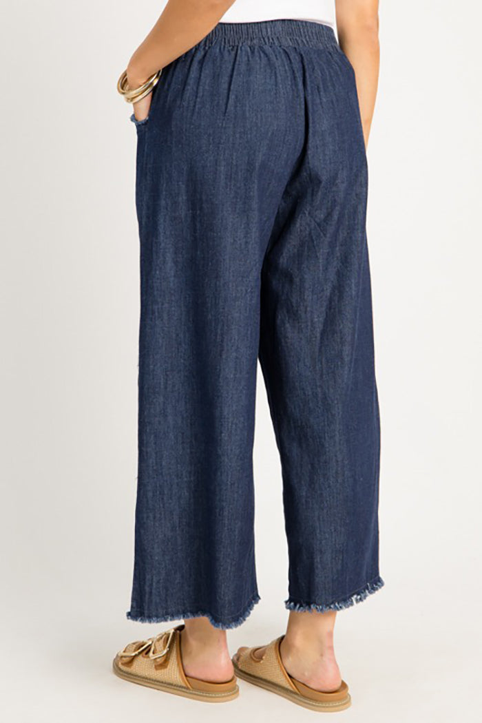 Pocket Fray Trim Denim Pants