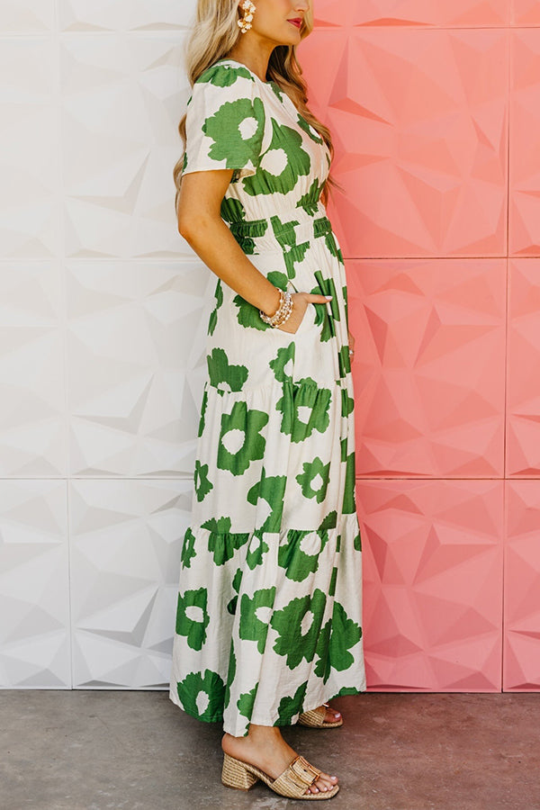 Floral Elastic waist Dress