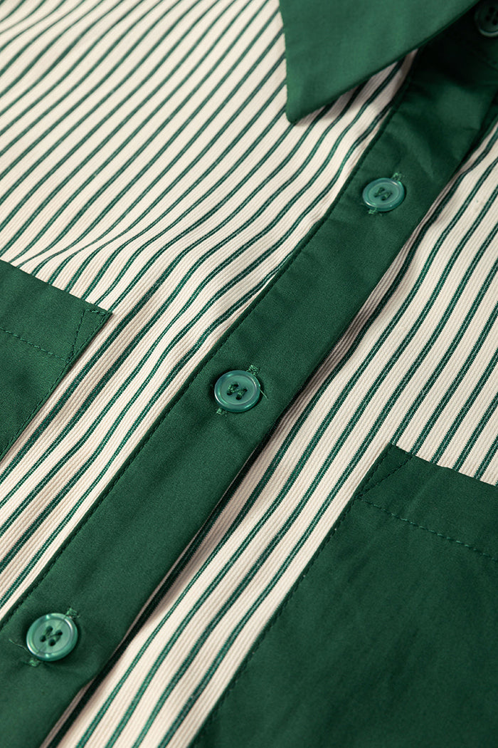 Patch Pockets Puff Sleeve Dress