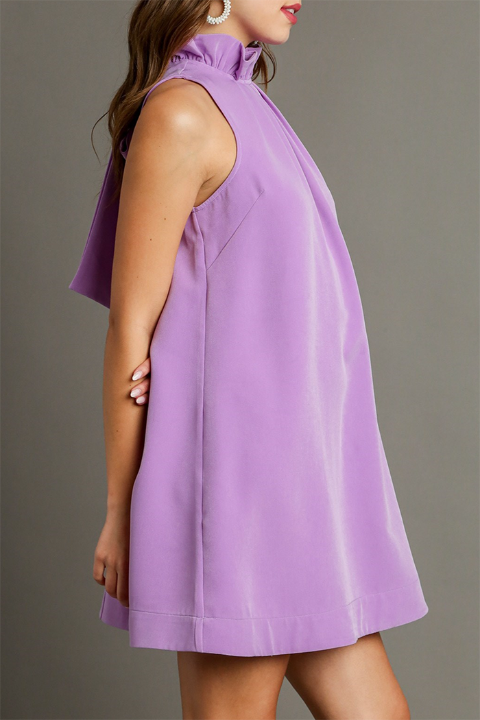 Ruffle Sleeveless Back Bow Tie Dress