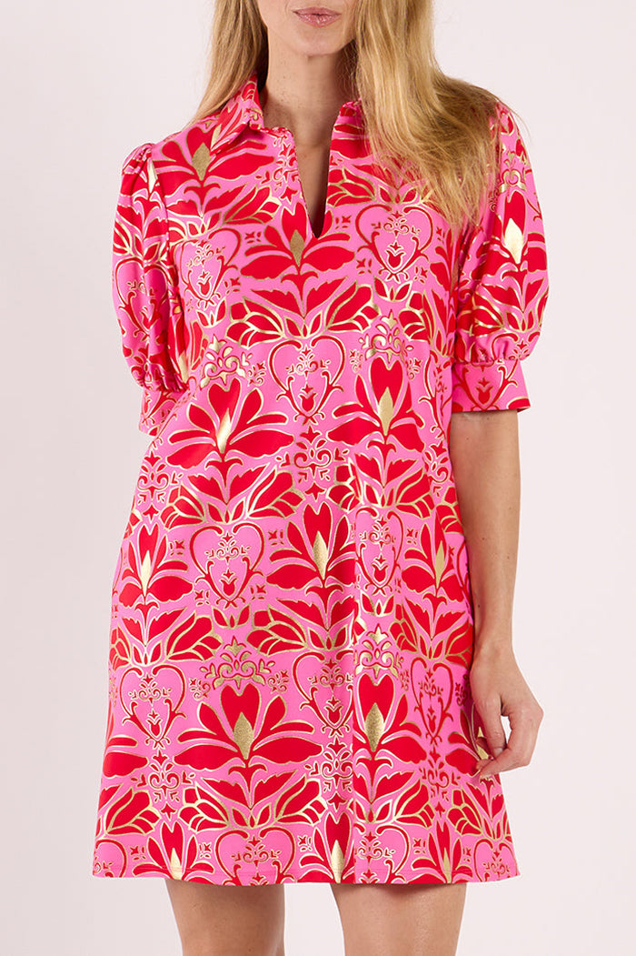 Floral Puffed Sleeve Pocket Dress