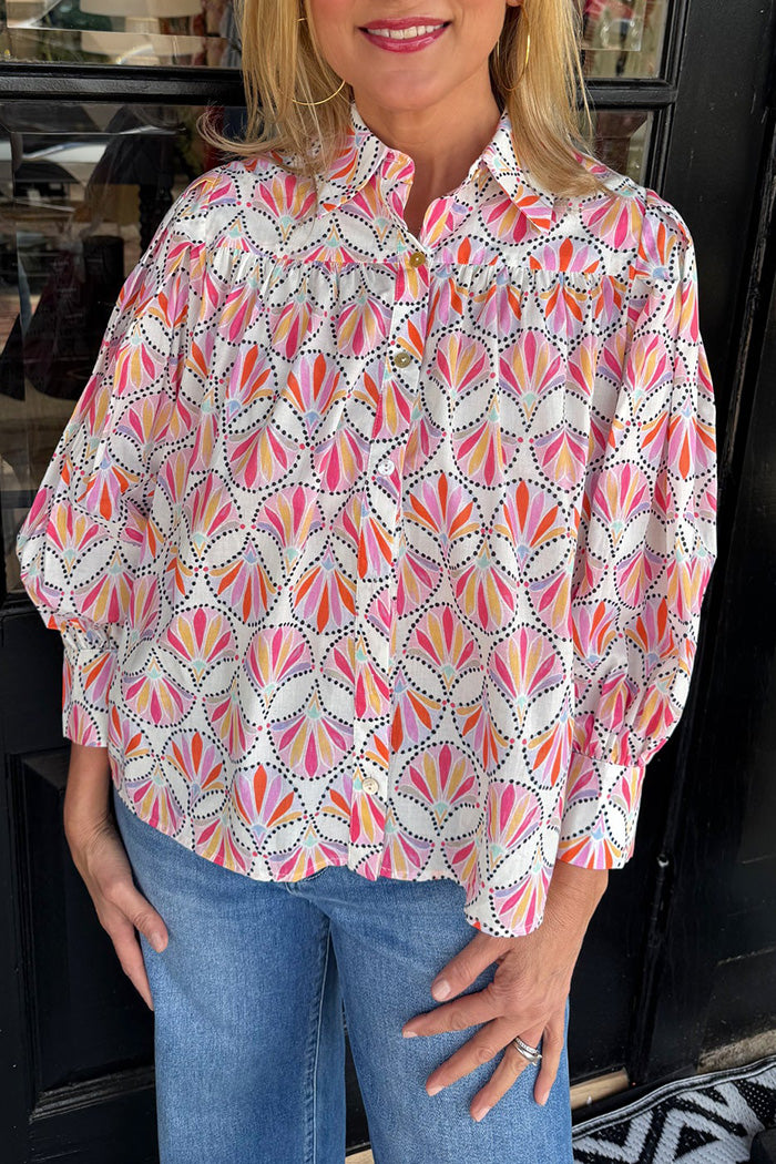 Puff Sleeve Printed Top
