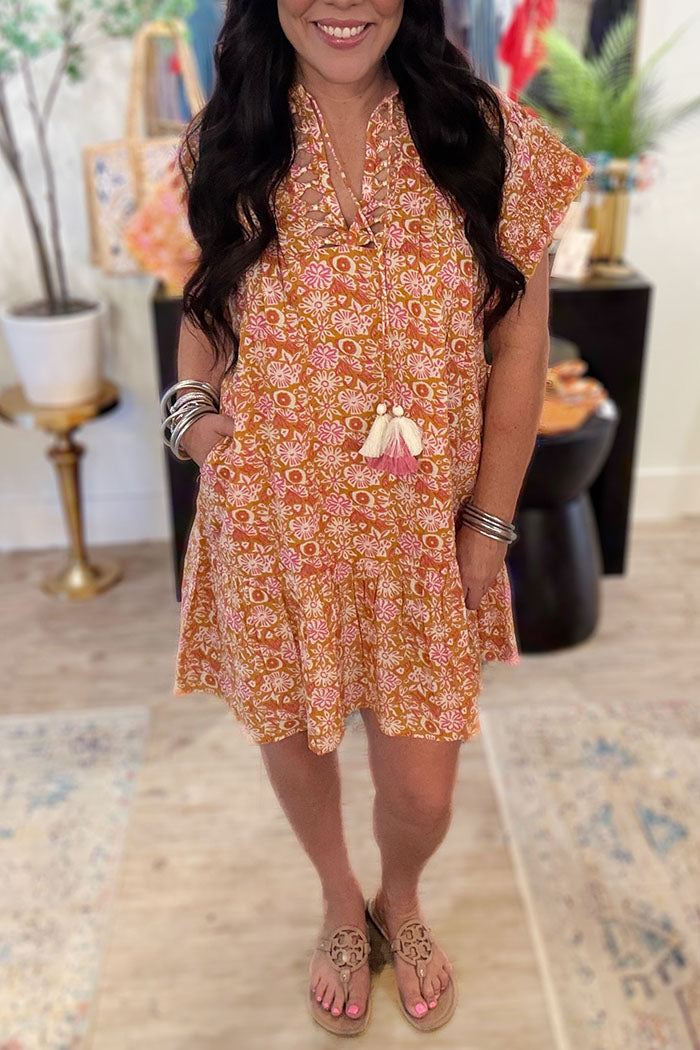 Floral Ruffle Pocket Dress