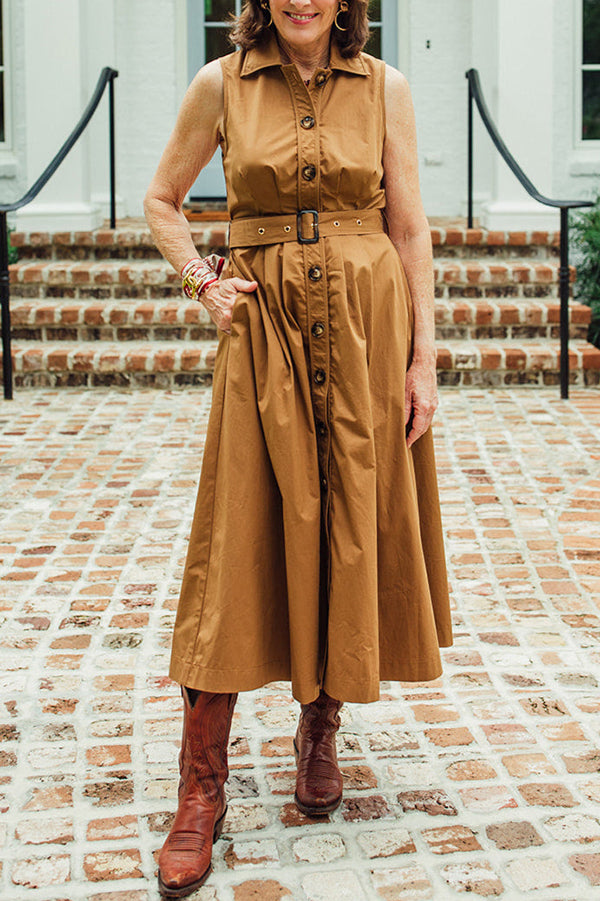 Button Front Sleeveless Dress