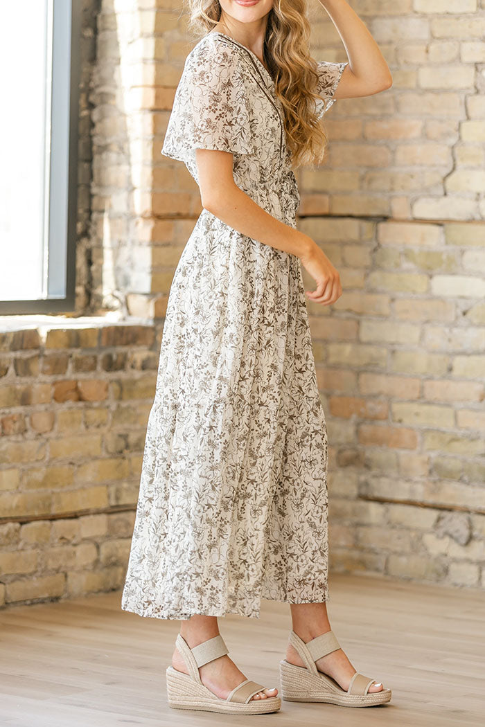 Floral Short Sleeve Pocket Dress