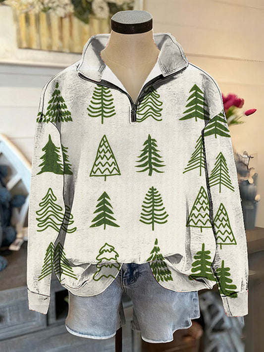 Casual Christmas Tree Pattern Top