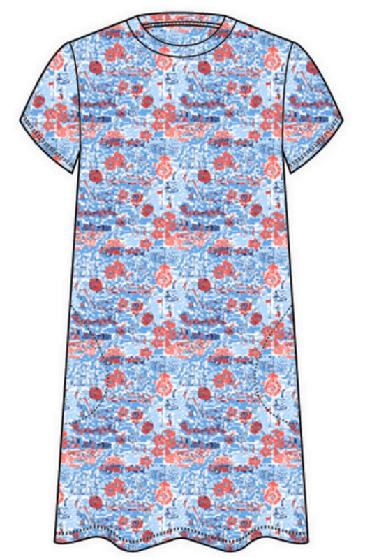 Short Sleeve Pocket Print Dress