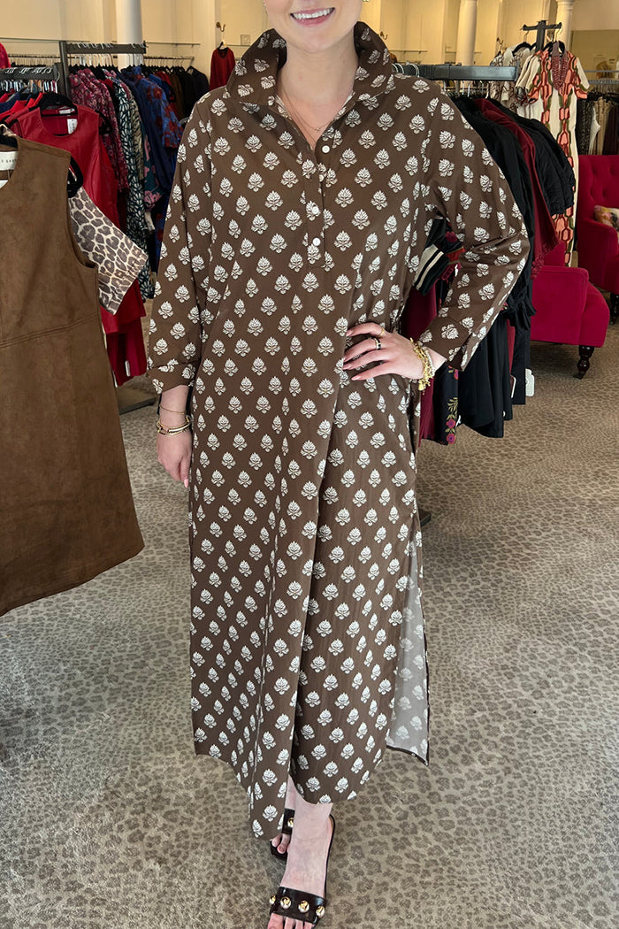 Casual Paisley Pattern Pocket Dress