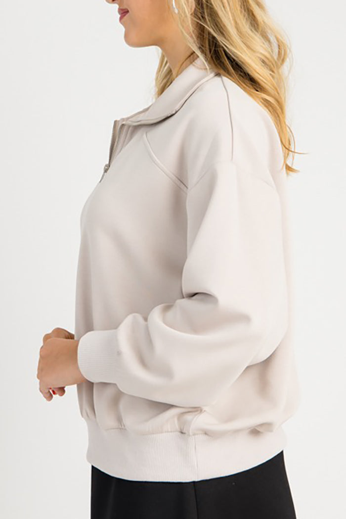 Solid Color Quarter Zip Pullover