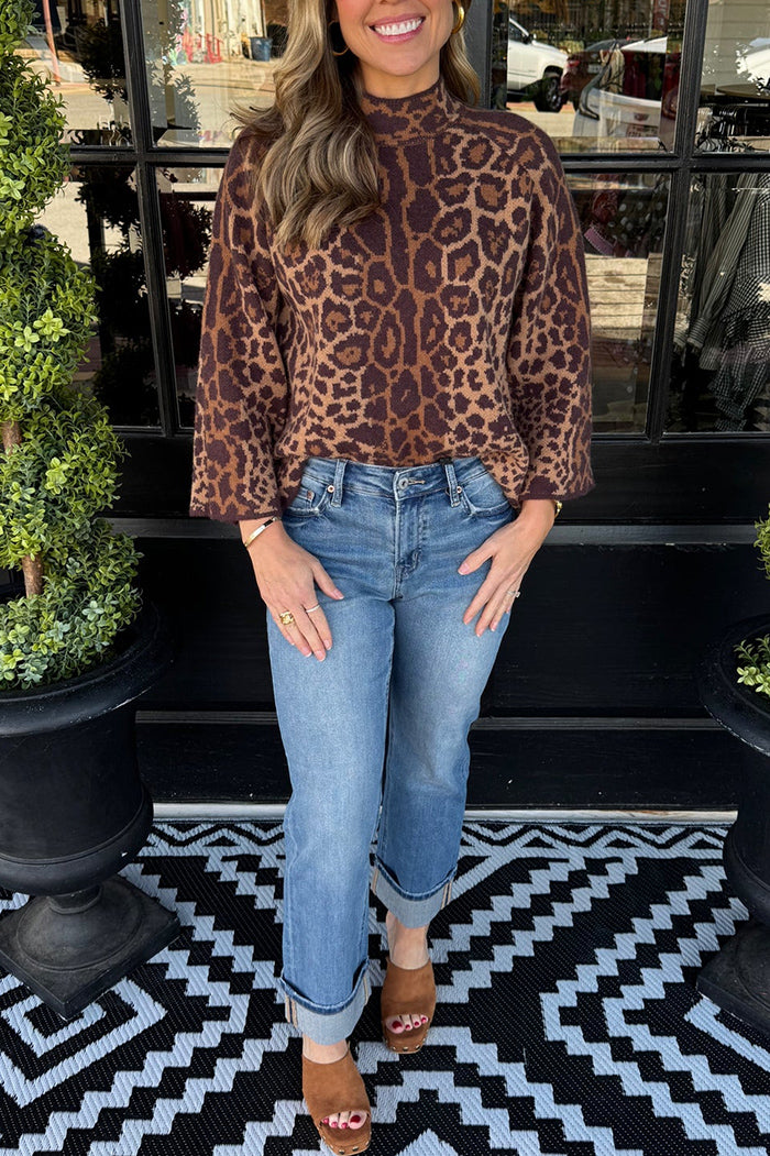 Leopard Mock Neck Sweater