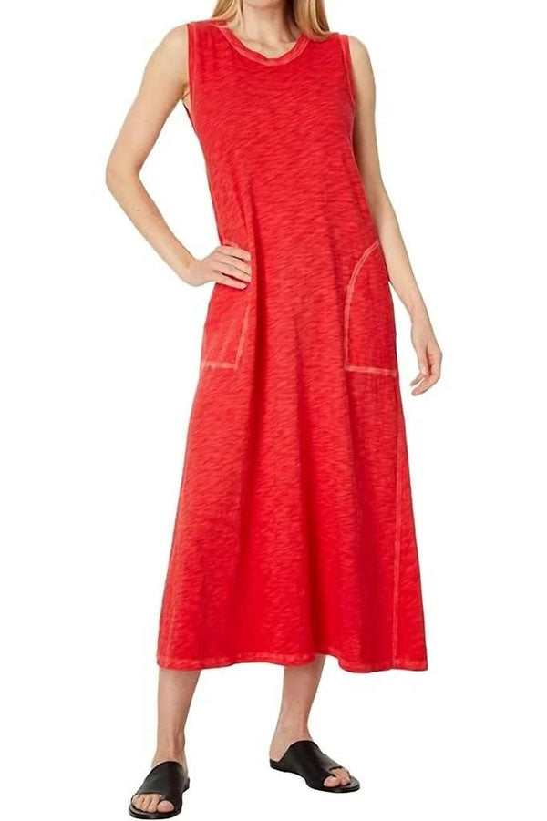 Casual Sleeveless Pockets Dress