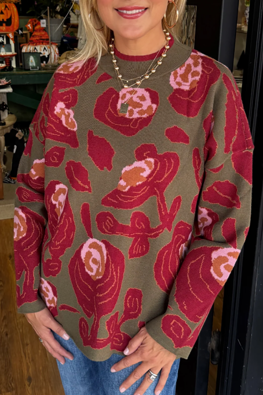 Soft Fabric Floral Pattern Sweater