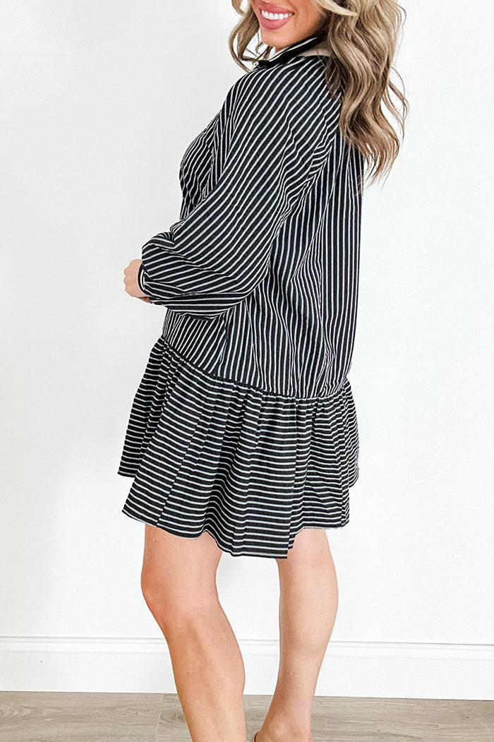 Long-Sleeve Striped Mini dress