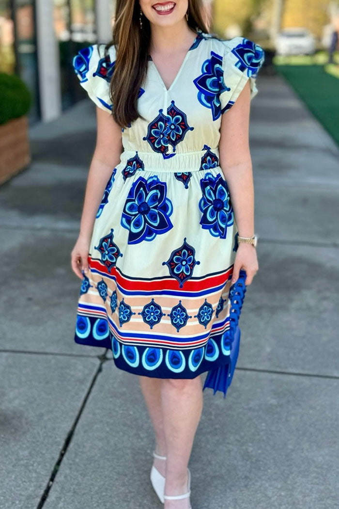 Geometric Floral Pocket Dress