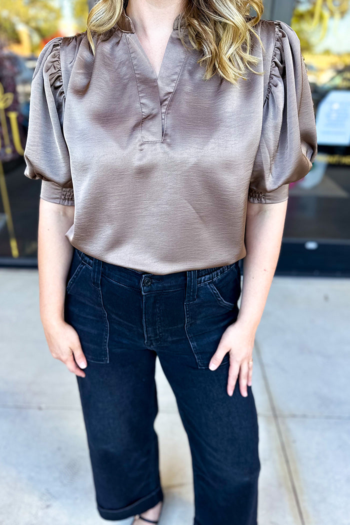 V-Neck Puff Sleeves Top