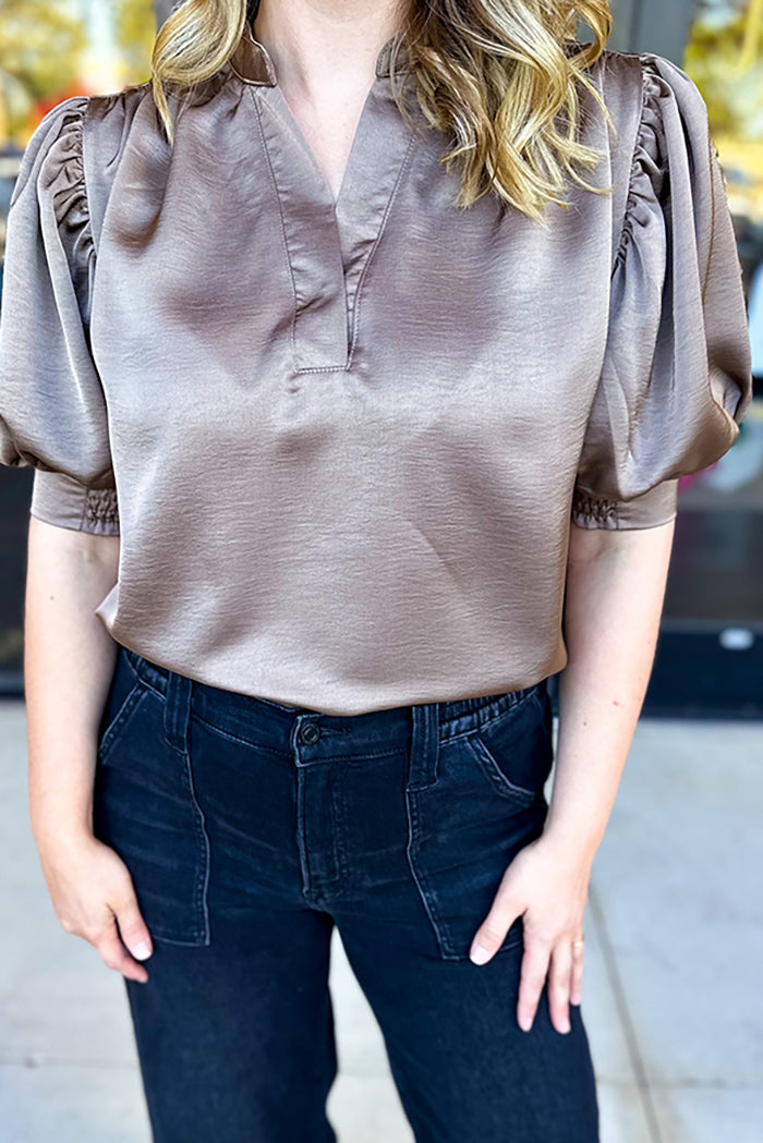 V-Neck Puff Sleeves Top