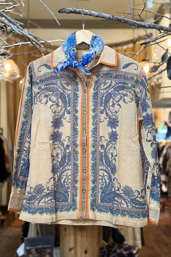 Casual retro printed Blouse