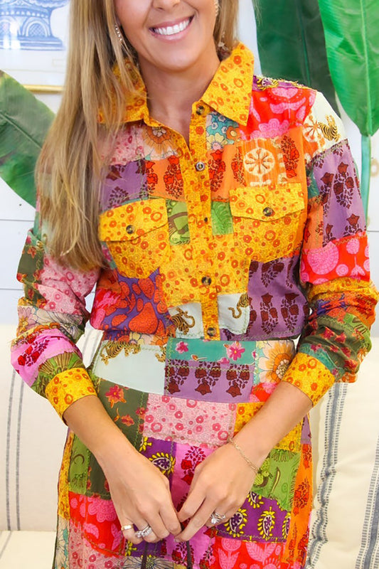 Casual Patchwork Camp Shirt