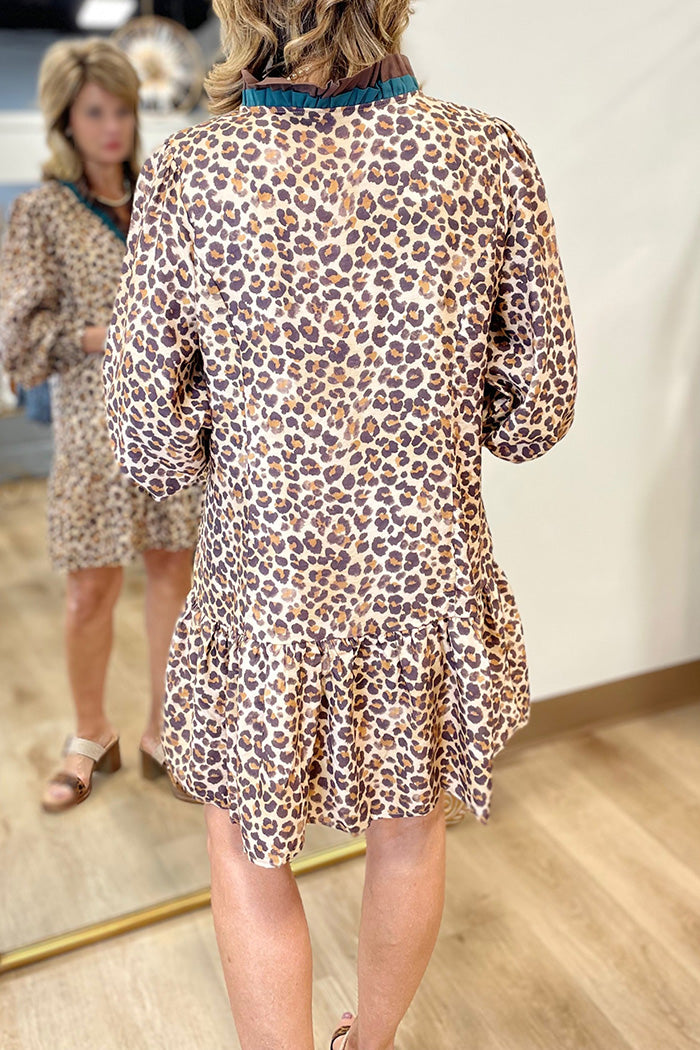 Leopard Ruffle Hem Mini Dress