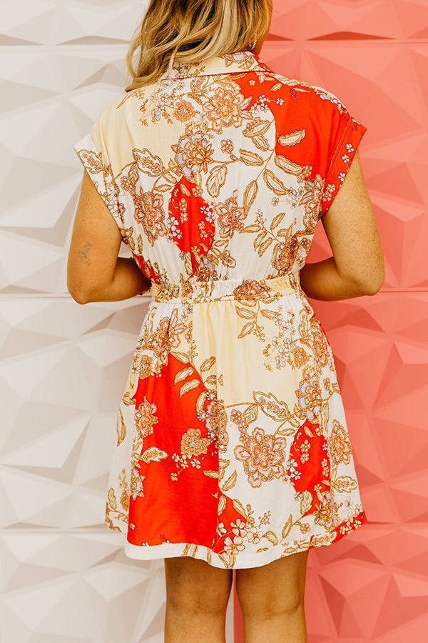 Pleated Waist Floral Dress