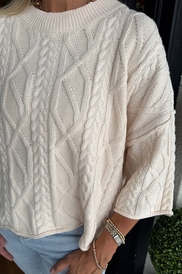 Casual Solid-Color Twisted Sweater