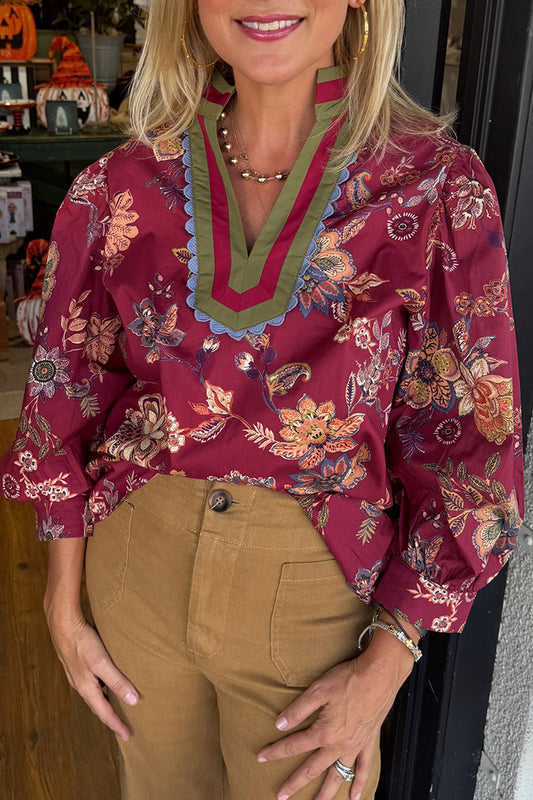 Scallop Edge Floral Top