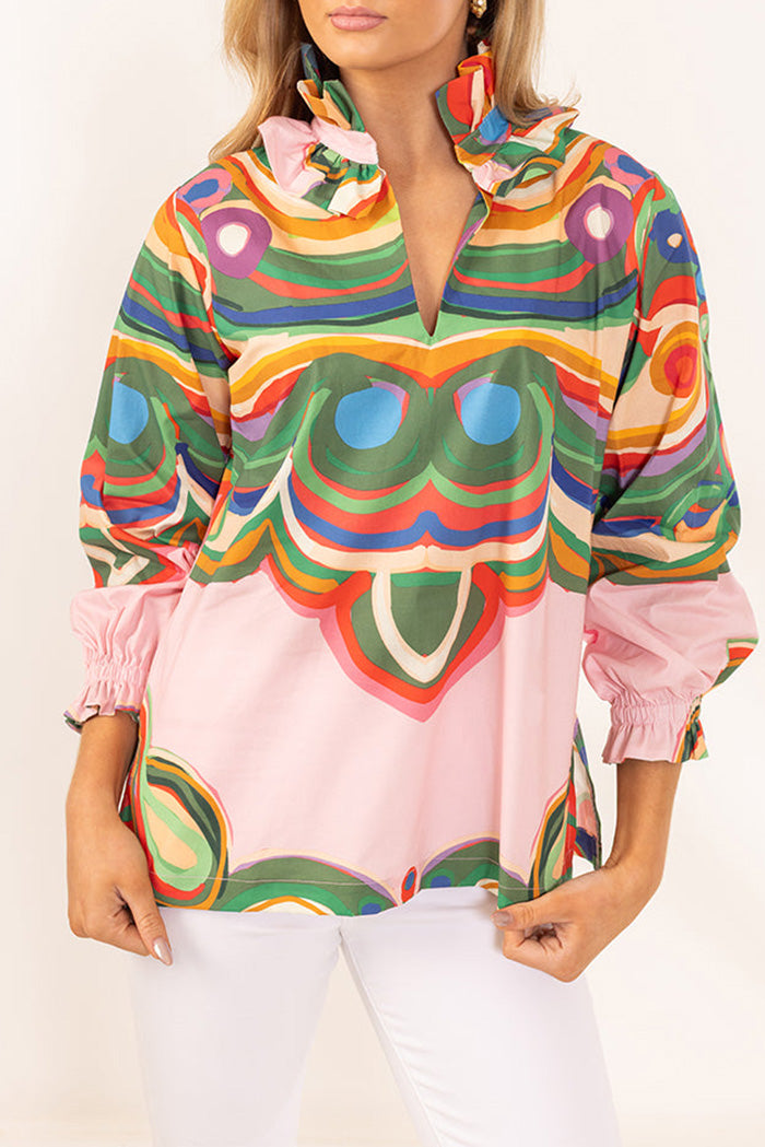 Multi Color Abstract Print Top