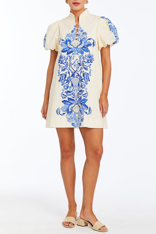 Puff SLeeve Floral Pocket Dress