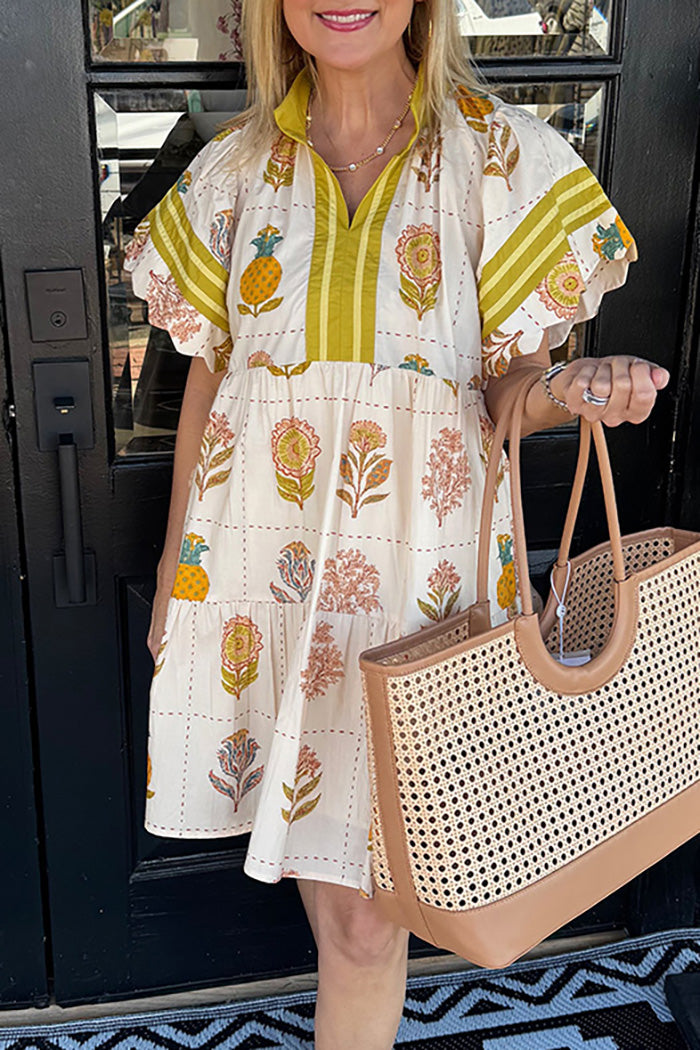 Puff Sleeve Printed Dress
