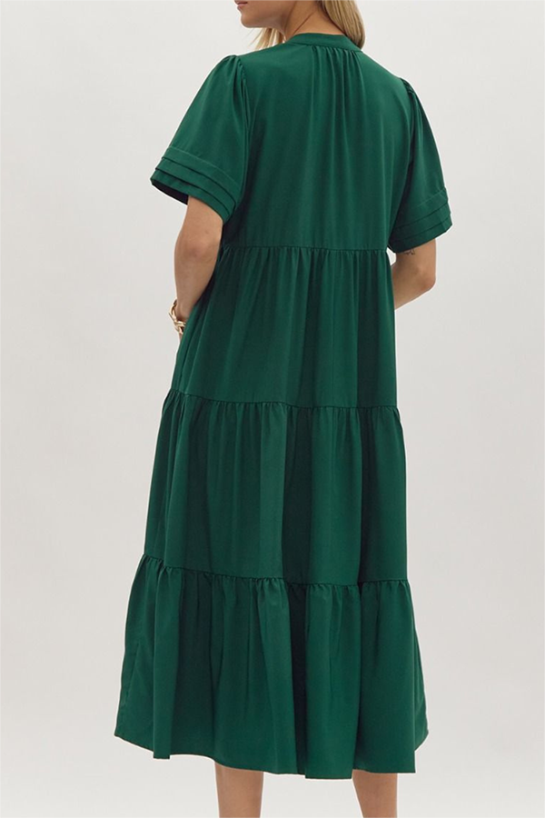 Solid Color Ruffled Dress