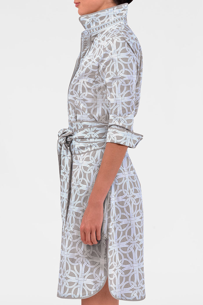 Belted Pastel Printed Shirt Dress